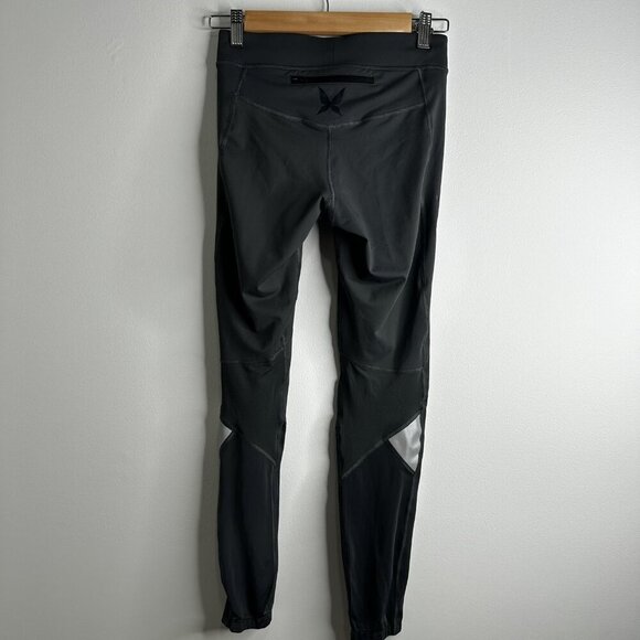 Kari Traa Leggungs Womens Small Black Reflective Zip Leg Athletic Running Tights - Picture 6 of 11